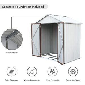 EMKK 6' x 4' Outdoor Storage Shed with Double Lockable Doors, Anti-Corrosion Metal Garden Shed with Base Frame, Waterproof Shed Outdoor Storage Clearance for Backyard Patio Lawn House Storage Sheds