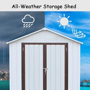 EMKK 6' x 4' Outdoor Storage Shed with Double Lockable Doors, Anti-Corrosion Metal Garden Shed with Base Frame, Waterproof Shed Outdoor Storage Clearance for Backyard Patio Lawn House Storage Sheds