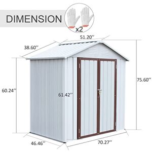 EMKK 6' x 4' Outdoor Storage Shed with Double Lockable Doors, Anti-Corrosion Metal Garden Shed with Base Frame, Waterproof Shed Outdoor Storage Clearance for Backyard Patio Lawn House Storage Sheds