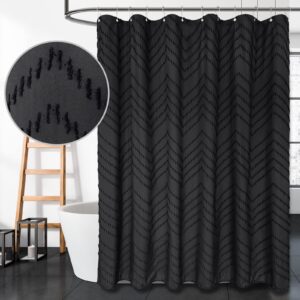 black boho shower curtain modern fabric shower curtain shabby chic chenille tufted chevron textured striped minimalist shower curtain 72 x 72 inches