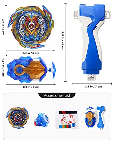 Desamvap Bey Battling Tops Burst SuperKing Booster B-163 Brave Valkyrie EV' 2A with Bey Blade Launcher and Grip Battle Game Set Right Spin DB Layer System Gyro Toys Set Gifts for Kids Children Boys