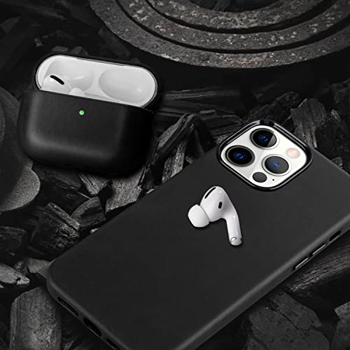 maogoam Leather Case for iPhone 12/iPhone 12 Pro Compatible with MagSafe, Genuine Vintage Oil Wax Crazy Horse Cowhide Leather Case Cover, Built-in MagSafe Charging Pop-ups, Handcrafted, Black