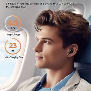 truefree T2 Wireless Earbuds Bluetooth 5.3 Headphones with 4 Mics Noise Cancelling for iOS/Android/Laptop, Gaming/Deep Bass Music, 23Hrs of Playtime, Multiple Eartips(S/M/L)