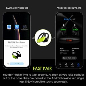 PALOVUE Wireless Earbuds Bluetooth 5.2 Headphones, Noise Cancelling and Waterproof Ear Buds with Earhooks Compatible for iPhone Android for Sport Workout Running
