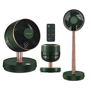 airmate pedestal fan oscillating, foldable 22 inch table fans, standing fan for cooling bedroom quiet with remote, 8 speeds air circulation fan for home, dorm, bathroom, green