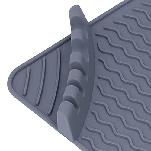 Silicone Dish Drying Mat, Fast Drying Dish Pad Mat High Temperature Resistance 230°C for Kitchen Counter Sink Refrigerator or Drawer liner Grey