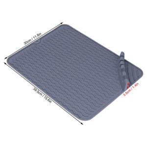 Silicone Dish Drying Mat, Fast Drying Dish Pad Mat High Temperature Resistance 230°C for Kitchen Counter Sink Refrigerator or Drawer liner Grey