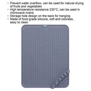 Silicone Dish Drying Mat, Fast Drying Dish Pad Mat High Temperature Resistance 230°C for Kitchen Counter Sink Refrigerator or Drawer liner Grey