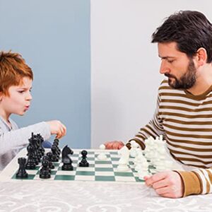 Habrur Chess Board Set Chess Game Roll Up Chess Mat and Chess Pieces Set, Tournament Chess Pieces, Green Vinyl Travel Chess Mat Chess Set Chess Boards