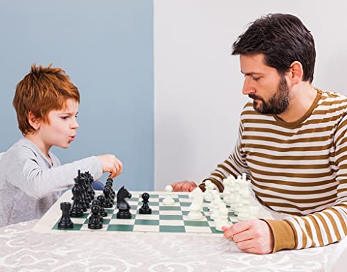 Habrur Chess Board Set Chess Game Roll Up Chess Mat and Chess Pieces Set, Tournament Chess Pieces, Green Vinyl Travel Chess Mat Chess Set Chess Boards