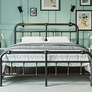 FSCHOS King-Bed-Frame-with-Headboard and Footboard, 18 Inch Metal Platform King-Size-Bed-Frame, Premium Steel Heavy Duty Bed Frame King No Box Spring Needed, Easy Assembly, Black