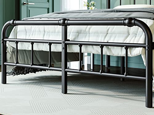 FSCHOS King-Bed-Frame-with-Headboard and Footboard, 18 Inch Metal Platform King-Size-Bed-Frame, Premium Steel Heavy Duty Bed Frame King No Box Spring Needed, Easy Assembly, Black