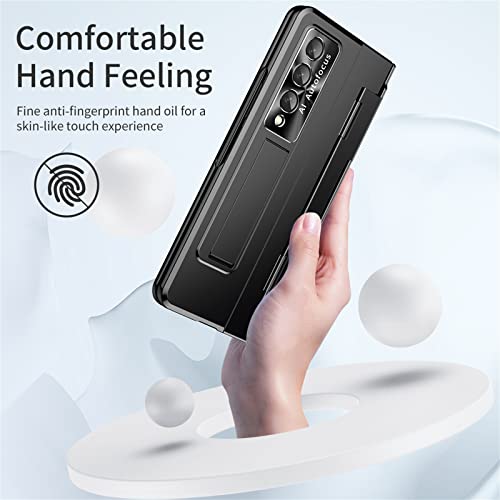 Narsbean Case for Samsung Galaxy Z Fold 3 2021, One-Piece Housing Z Fold 3 Case with Kickstand and Screen Protector, Full Protection (Black)