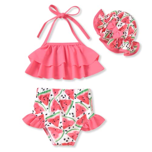 Little Toddler Girls Swimsuit Bikini Watermelon Two Pieces Bathing Suit Swimwear Summer Beach Wear Set Pink 4T - 5T