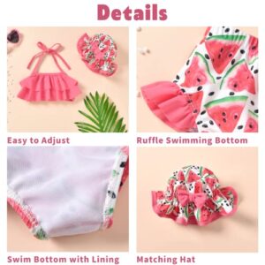 Little Toddler Girls Swimsuit Bikini Watermelon Two Pieces Bathing Suit Swimwear Summer Beach Wear Set Pink 4T - 5T