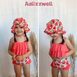 Little Toddler Girls Swimsuit Bikini Watermelon Two Pieces Bathing Suit Swimwear Summer Beach Wear Set Pink 4T - 5T