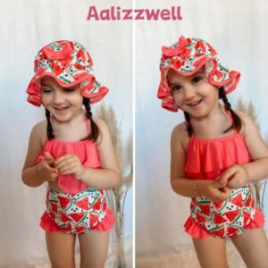 Little Toddler Girls Swimsuit Bikini Watermelon Two Pieces Bathing Suit Swimwear Summer Beach Wear Set Pink 4T - 5T