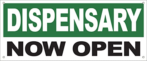 4 Less Co 18x48 Inch DISPENSARY NOW OPEN Vinyl Banner Sign With Grommets gb