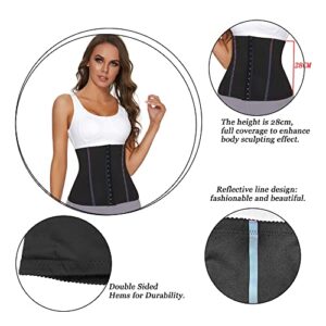 NINGMI Waist Trainer for Women Cincher Corset Waste Timmer Sweat Belt Tummy Control Sauna Workout Girdle Weight Loss Shaper Black