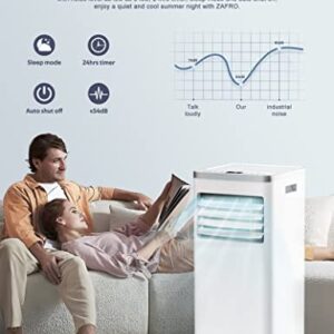 ZAFRO 8,000 BTU Portable Air Conditioners Cools up to 350 Sq.ft, Portable AC Built-in Cool, Dehumidifier, Fan Modes, Room Air Conditioner with Remote Control/Installation Kits, White