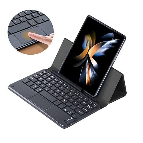 BAILI Z Fold 4 Keyboard Case with Bluetooth Keyboard Wirelessly Connects,Bluetooth Keyboard with Central Touchpad Built-in S Pen Slot & Collapsible Kickstand for Samsung Galaxy Z Fold5/4/3/2/1-Black