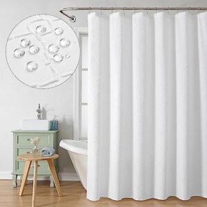lecloud white shower curtain for bathroom, 3d embossed geom pattern hotel quality bathroom shower curtain, machine washable waterproof fabric bath curtain for bathroom and bathtubs, 72" wx72 l