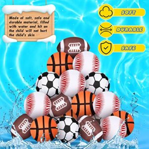 Leyndo 24 Pcs 2 Inch Water Pool Balls Toys Summer Soft Bomb Ball Sport Theme Absorbent Ball for Pool Swimming Beach Soaking Game Kids Party Activities, Baseball Football Soccer Beach Ball