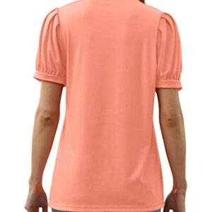 T Shirts for Women Short Sleeve Tops Beach Summer Tee Shirts Oversized Coral 2XL