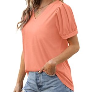 T Shirts for Women Short Sleeve Tops Beach Summer Tee Shirts Oversized Coral 2XL