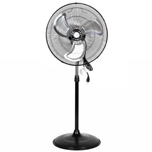 bilt hard 3850 cfm 18" high velocity pedestal oscillating fan, 3-speed industrial standing fan with aluminum blades, heavy duty metal shop fan for commercial, residential, and garage- ul listed