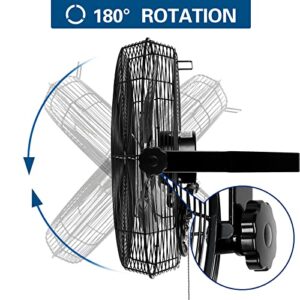 BILT HARD 3000 CFM 14 in. Outdoor Wall Mount Fan, 3-Speed Waterproof Wall Fan Industrial Grade High Velocity Outdoor Fans for Patio, Commercial, Garage, and Gazebo Use- UL Listed Black