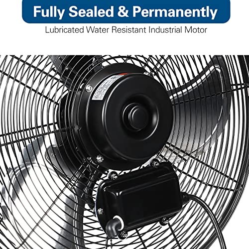 BILT HARD 3000 CFM 14 in. Outdoor Wall Mount Fan, 3-Speed Waterproof Wall Fan Industrial Grade High Velocity Outdoor Fans for Patio, Commercial, Garage, and Gazebo Use- UL Listed Black