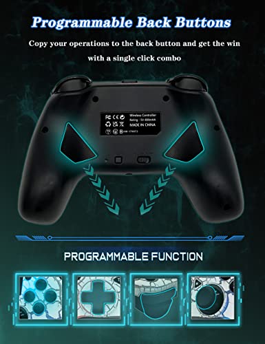 TEDBOX Wireless Controller for PS4, Wireless Remote Gamepad with Unique Cracked Design/8 Adjustable LED Colors/Programmable Back Buttons/Super Turbo/Dual Vibration, Widely Compatible with PS4/PC/iOS