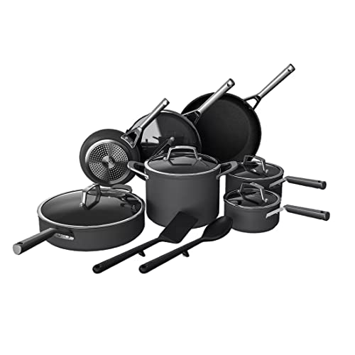 Ninja Foodi NeverStick Premium 14-Piece Cookware Set, Hard-Anodized, Nonstick, Durable & Oven Safe to 500°F, Slate Grey