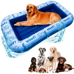 schwimmer dog pool float for large dogs - dog floats for pool, lake, river&ocean - dog pool floats for small, medium & large dogs - durable & thick dog float for pets,kids & adults up to 220lbs - blue