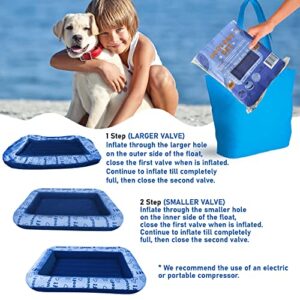 Schwimmer Dog Pool Float For Large Dogs - Dog Floats for Pool, Lake, River&Ocean - Dog Pool Floats for Small, Medium & Large Dogs - Durable & Thick Dog Float for Pets,Kids & Adults up to 220lbs - Blue