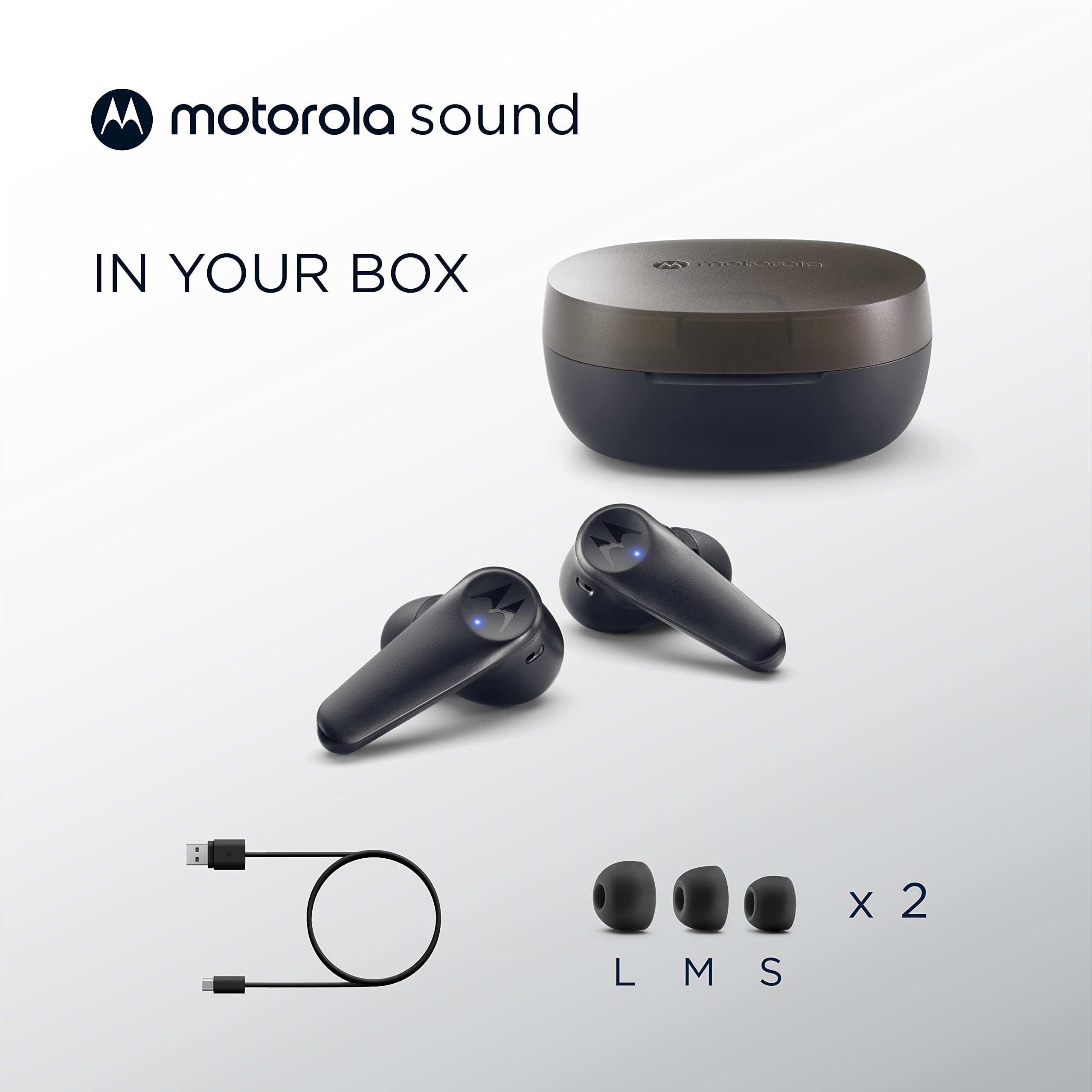 Motorola Sound Moto Buds 600 ANC Earbuds - Hybrid Active Noise Cancelling True Wireless Bluetooth Headphones with Snapdragon Sound & ENC - Fast Pair, Quick Charge, Wireless Charging Case, IPX5, Black