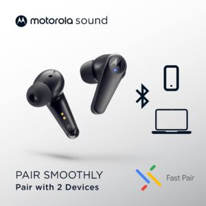 Motorola Sound Moto Buds 600 ANC Earbuds - Hybrid Active Noise Cancelling True Wireless Bluetooth Headphones with Snapdragon Sound & ENC - Fast Pair, Quick Charge, Wireless Charging Case, IPX5, Black