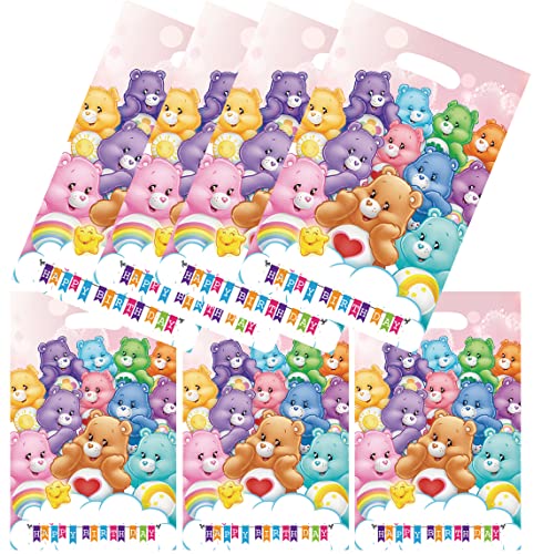 RATHIRA 40 pcs Rainbow Carebear Party Bags Treat Candy Goodie Bags Care Bears Gift Bags Party Supplies for Cute Bears Themed Party Set Bags