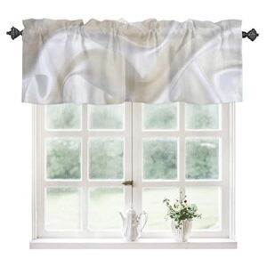 idowmat semi-sheer curtain valance for kitchen bathroom living room bedroom small window, light filtering & privacy half short drapes gold white marble rod pocket valances, 54x18 inch