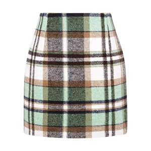 outtop red plaid skirts for women high waist buffalo plaid bodycon skirts winter wool slim a line pencil mini skirts