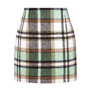 OutTop Red Plaid Skirts for Women High Waist Buffalo Plaid Bodycon Skirts Winter Wool Slim A line Pencil Mini Skirts