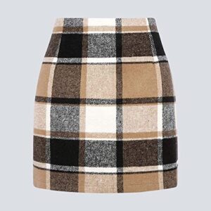 OutTop Plaid Skirts for Women, Womens High Waist Plaid Skirt Fall Winter Bodycon Pencil Wool Mini Skirts