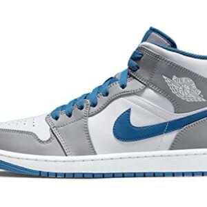 Jordan Men's Air 1 Mid, Cement Grey/White-true Blue, 13