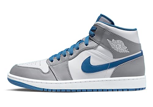 Jordan Men's Air 1 Mid, Cement Grey/White-true Blue, 13