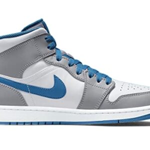 Jordan Men's Air 1 Mid, Cement Grey/White-true Blue, 13