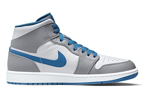 Jordan Men's Air 1 Mid, Cement Grey/White-true Blue, 13