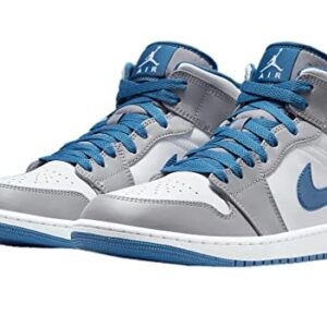 Jordan Men's Air 1 Mid, Cement Grey/White-true Blue, 13