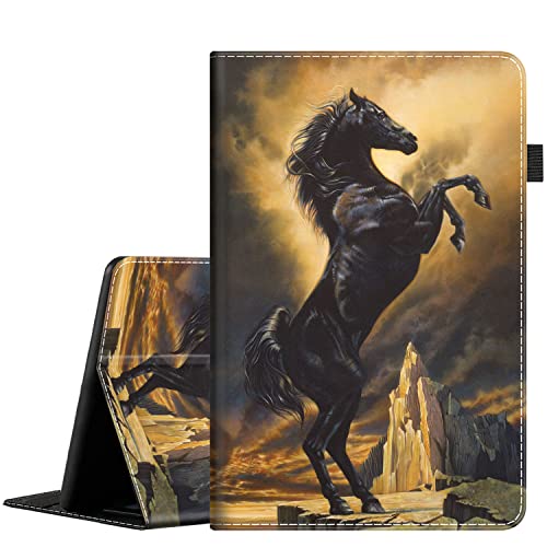 Case Compatible with Amazon All-New Kindle Fire 7 Tablet (2022 Release-12th Generation) Latest Model 7, Full Protection Stand Case with Auto Wake/Sleep, Black Horse