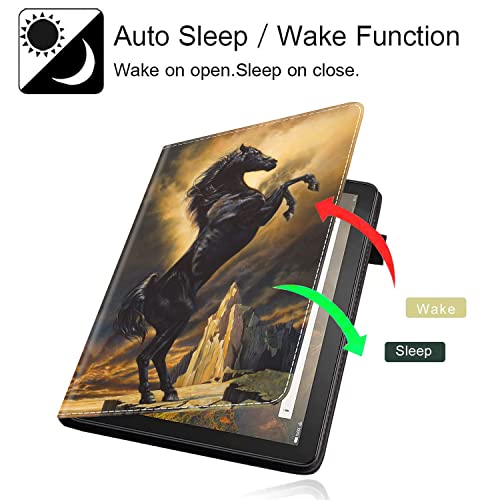 Case Compatible with Amazon All-New Kindle Fire 7 Tablet (2022 Release-12th Generation) Latest Model 7, Full Protection Stand Case with Auto Wake/Sleep, Black Horse